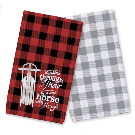 Open Sleigh Buffalo Print Tea Towels - Set of 2